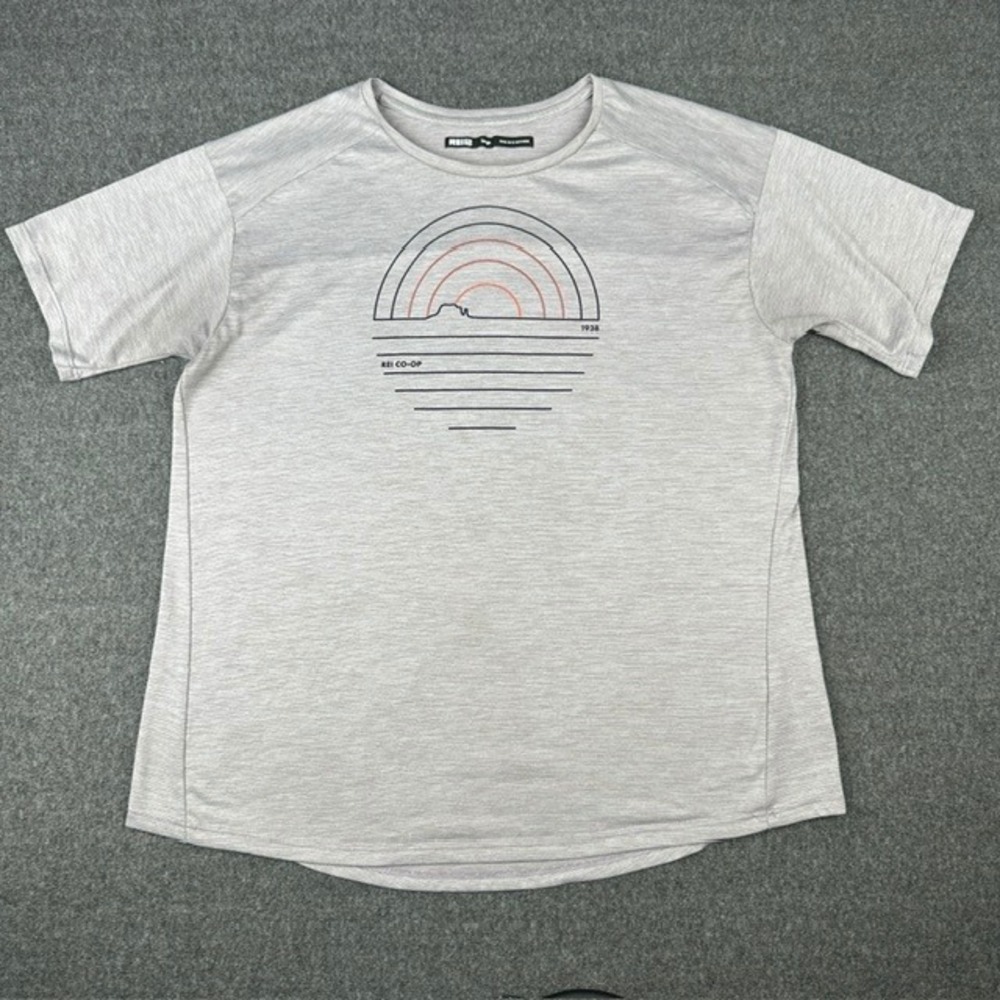 REI Co-op Womens Large Gray Graphic Active T-Shirt 100% Polyester 167890